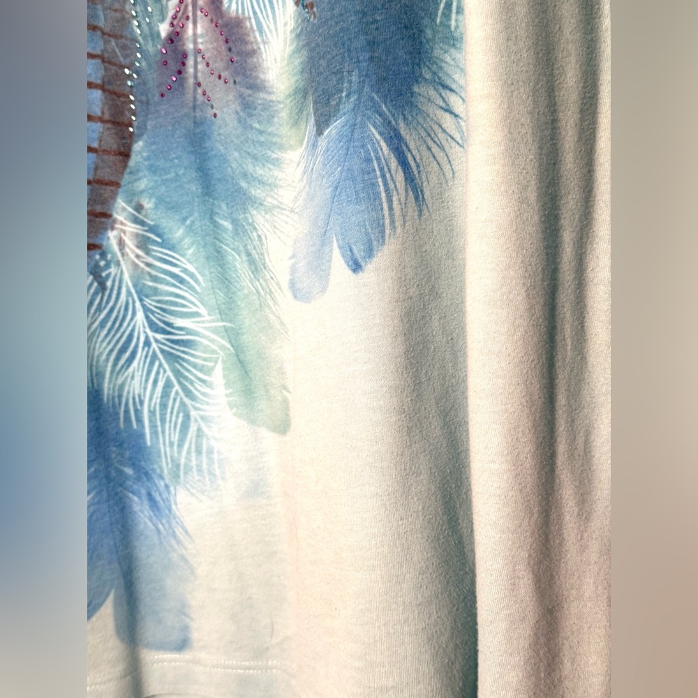 Westbound Blue Feather Print Women's Top size L - Picture 8 of 11